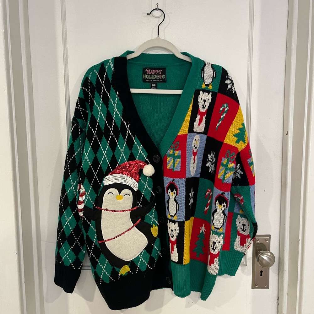 SOLD SOLD SOLD Oversized Penguin Holiday Christmas Sweater
